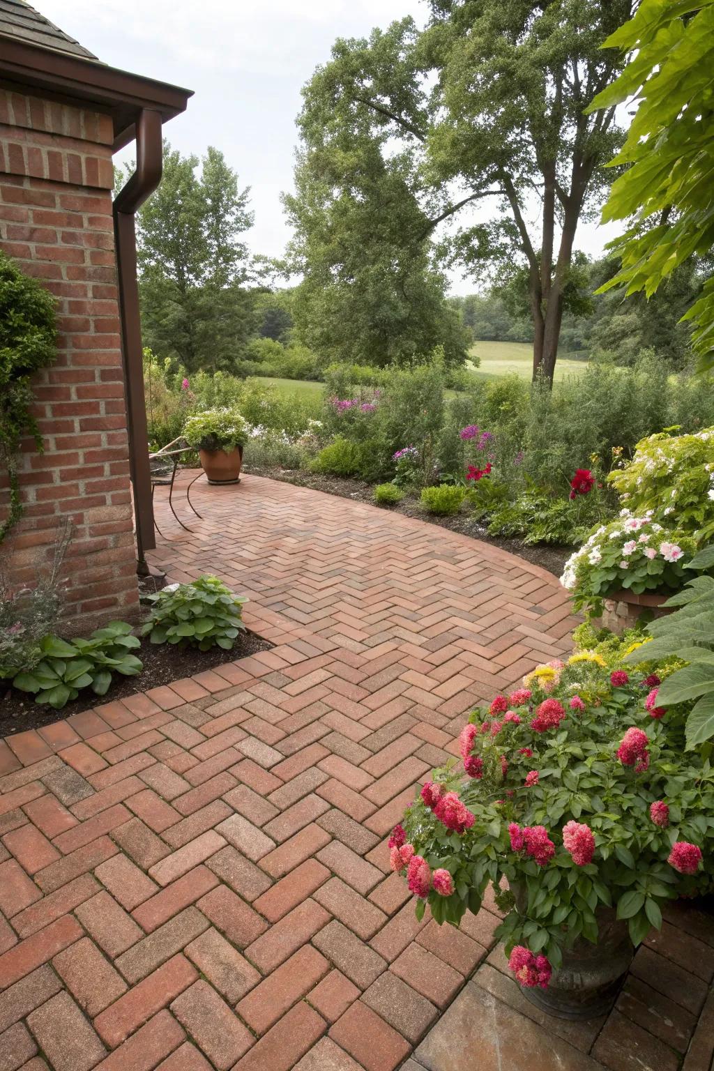 Brick pavers offer timeless charm and durability.