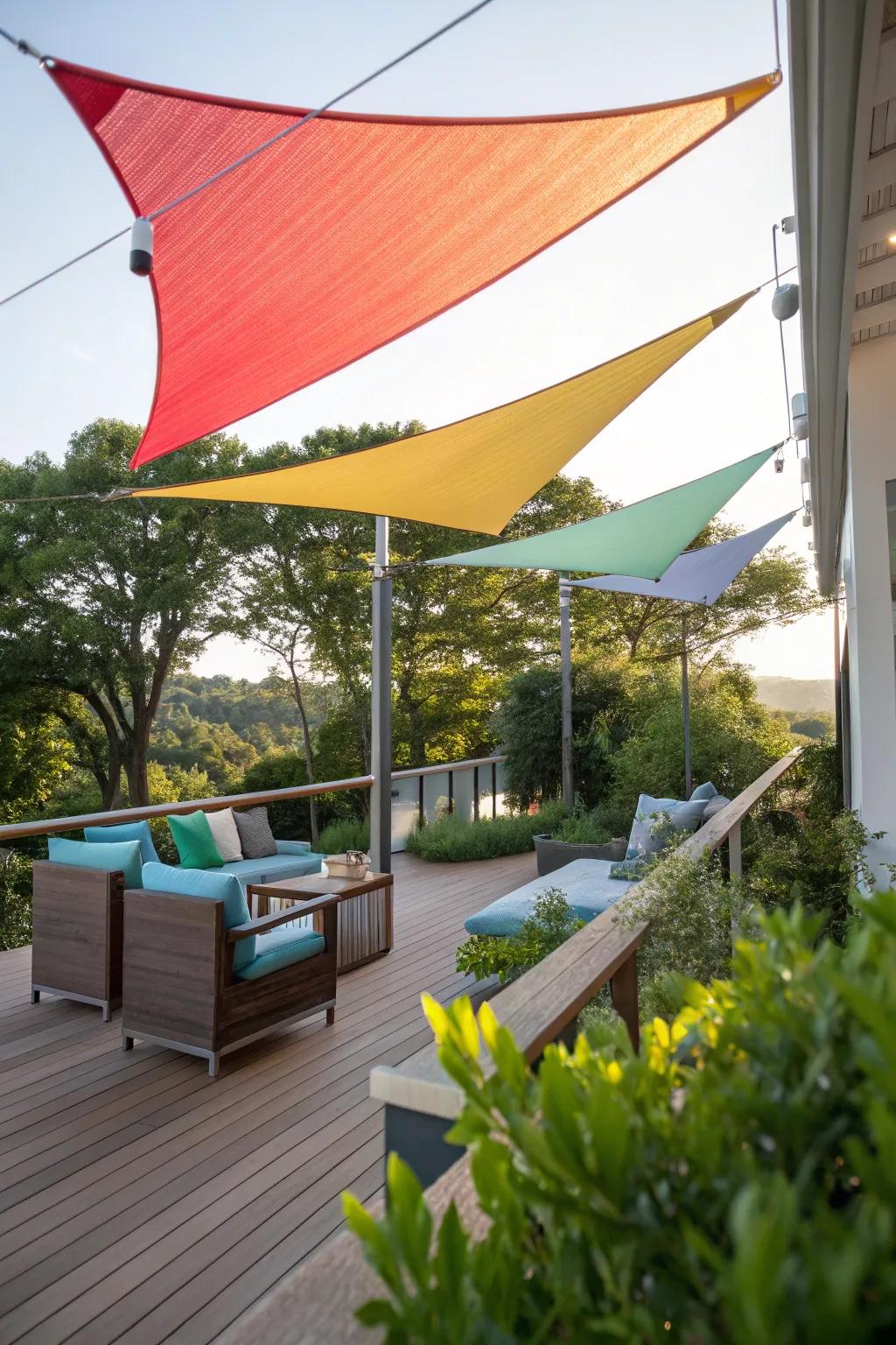 Shade sails add a modern flair to your outdoor space.