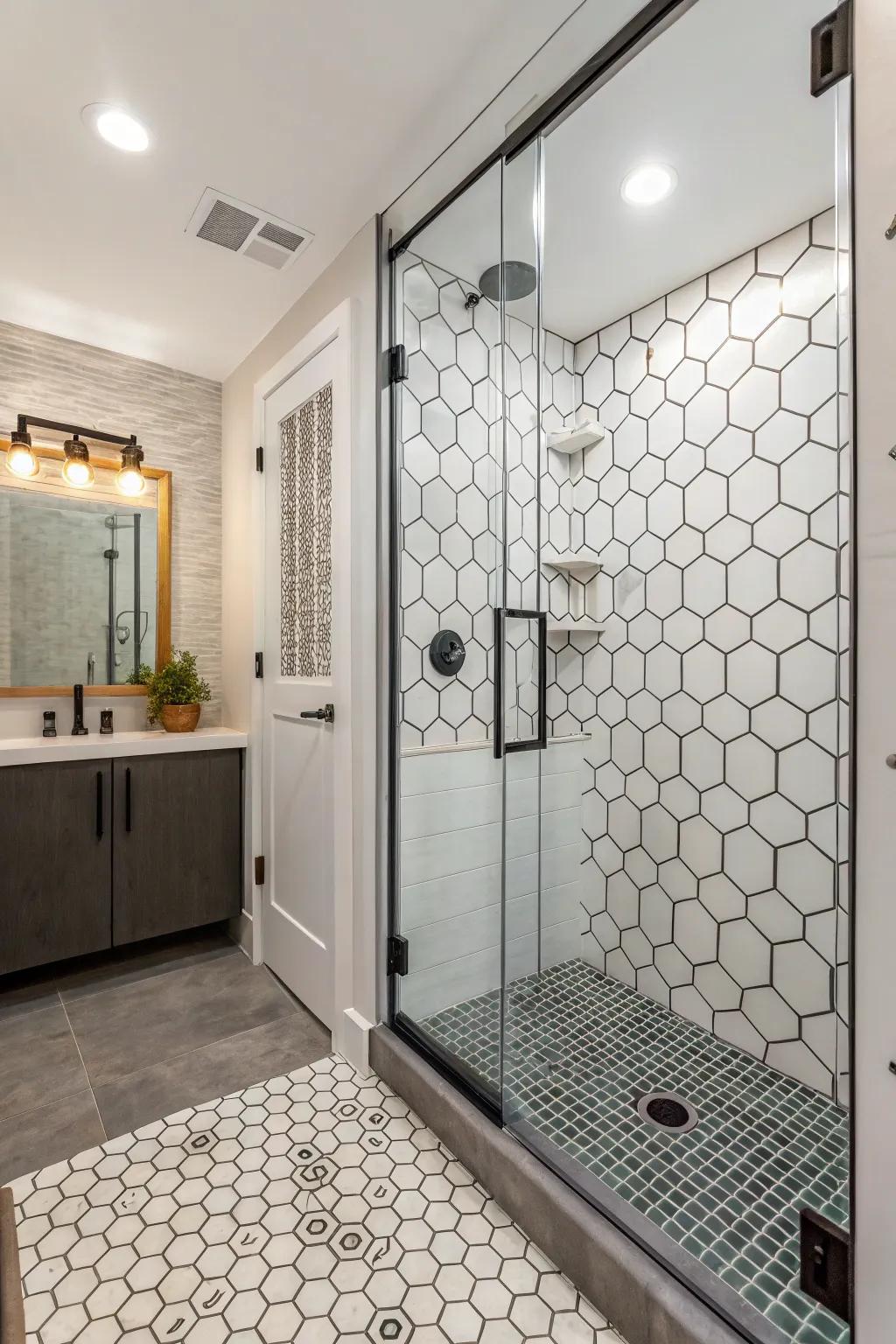 Unique tiles add personality and depth to compact spaces.