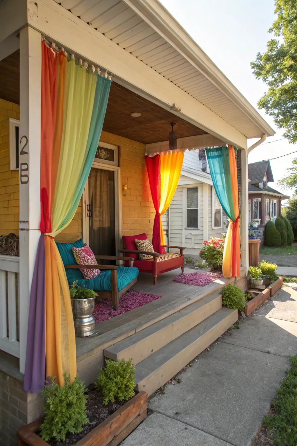 Bright curtains bring a lively energy to your outdoor gatherings.