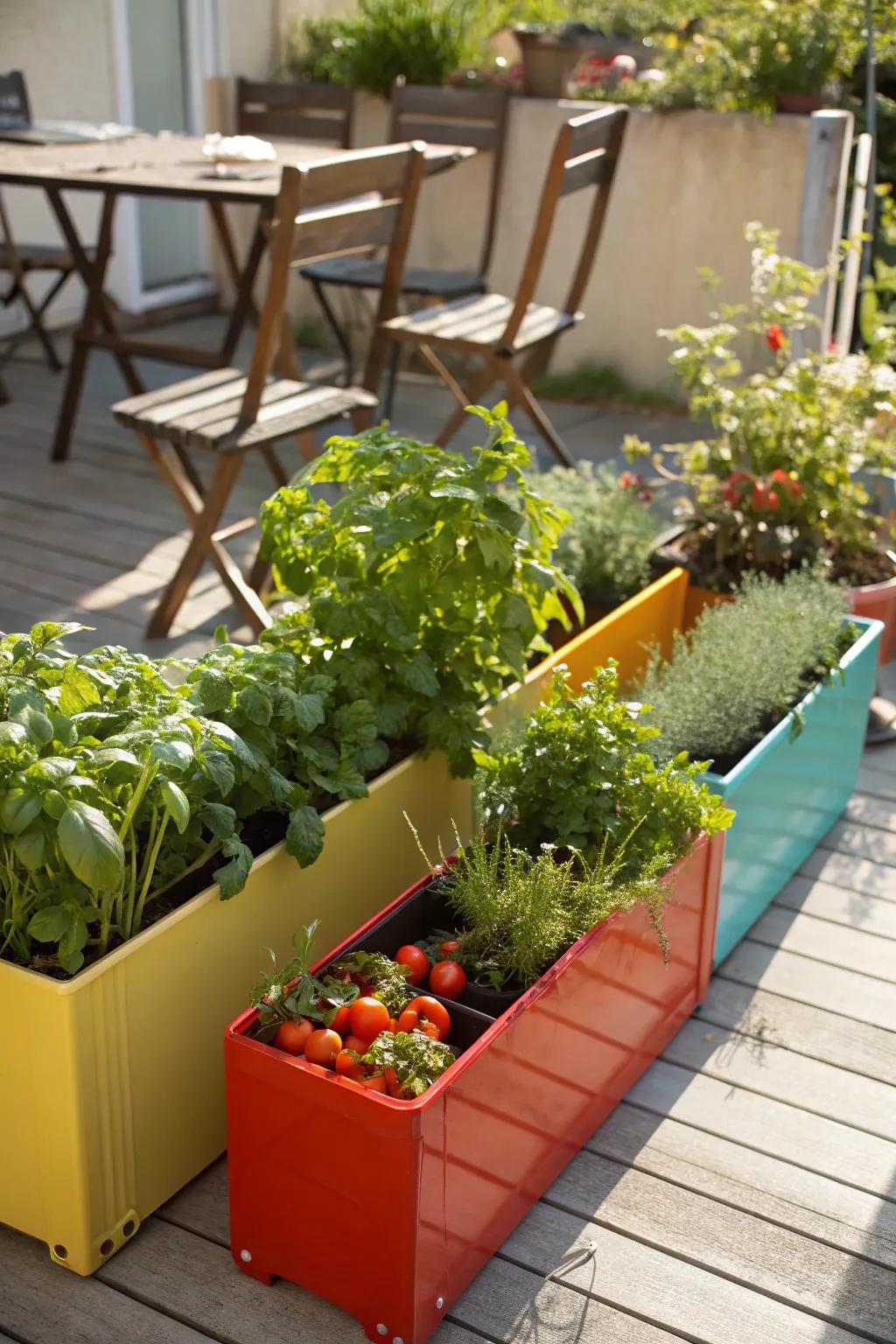 Containers provide both adaptability and flair, making them ideal for terraces and balconies.