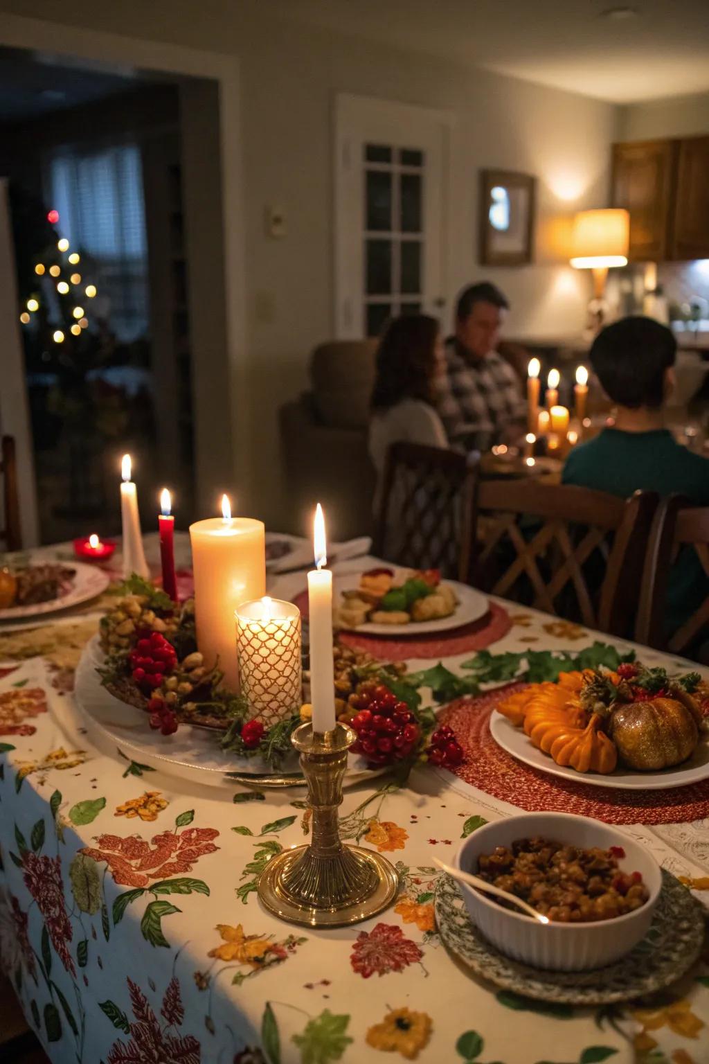 Candles add warmth and elegance to your Thanksgiving table.