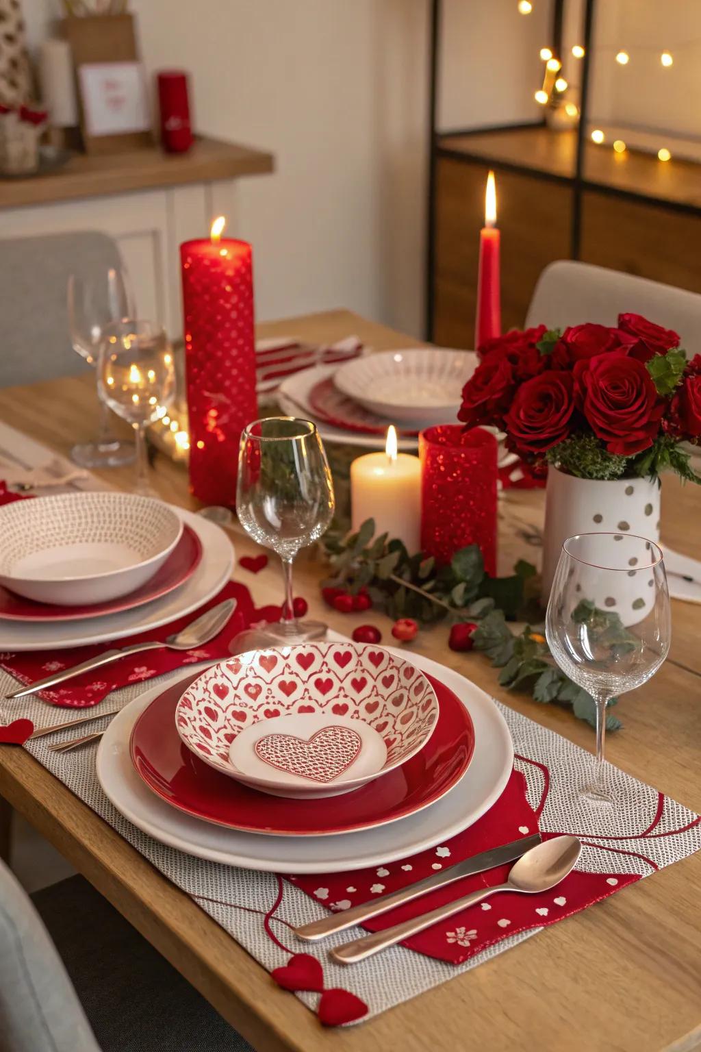 Create an intimate dining experience with a romantic Valentine's Day table setting.