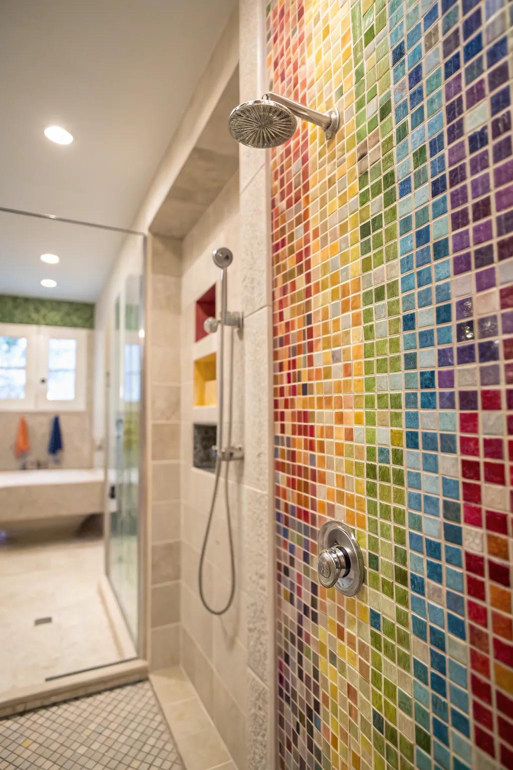 Bold tile designs introduce vibrancy and artistic flair.