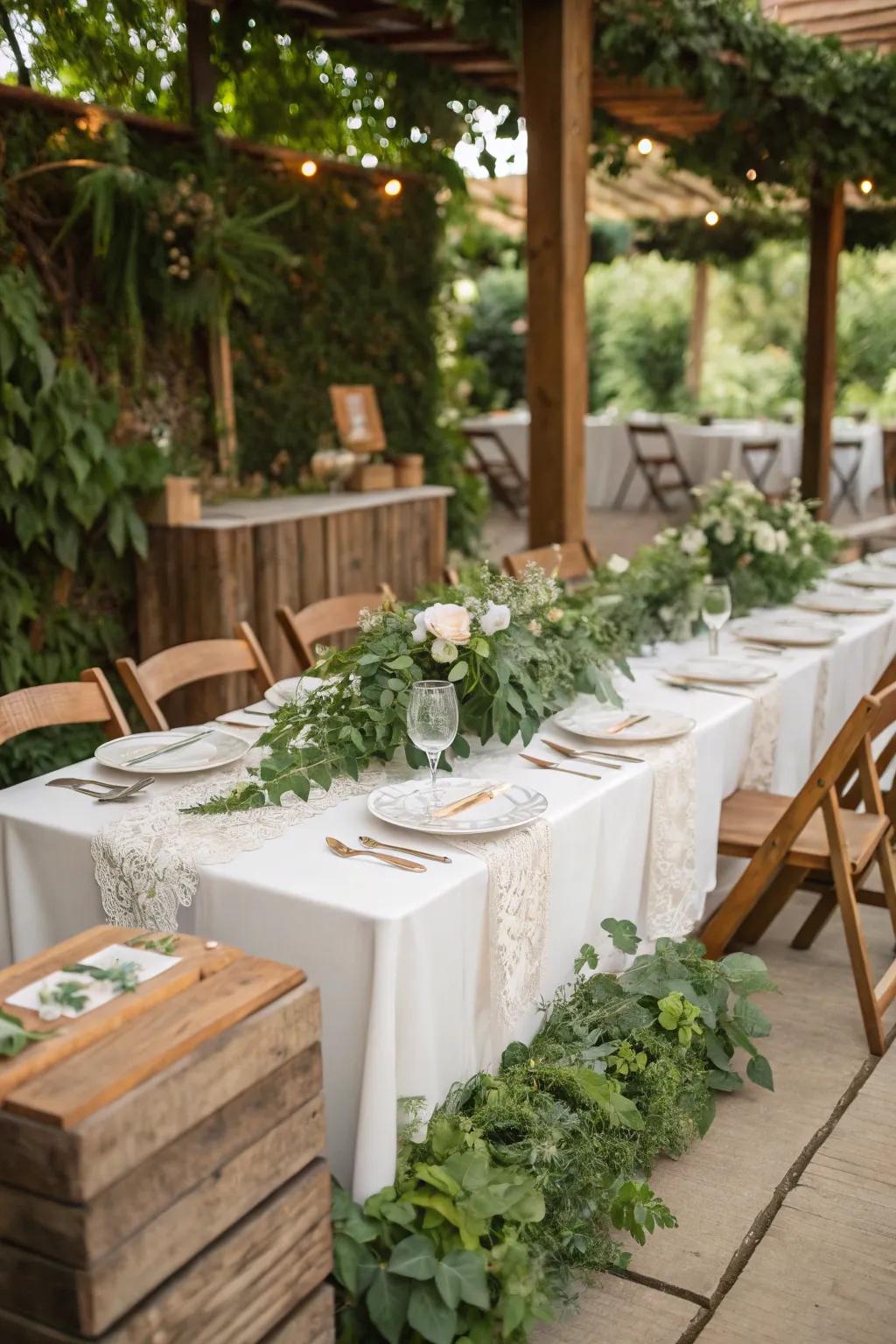 Natural accents bring an organic charm to your wedding table.