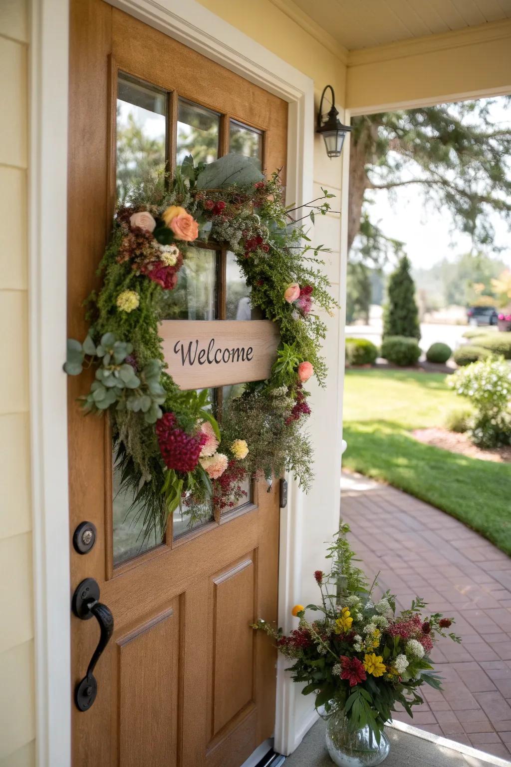 Welcome guests with a beautiful floral wreath.