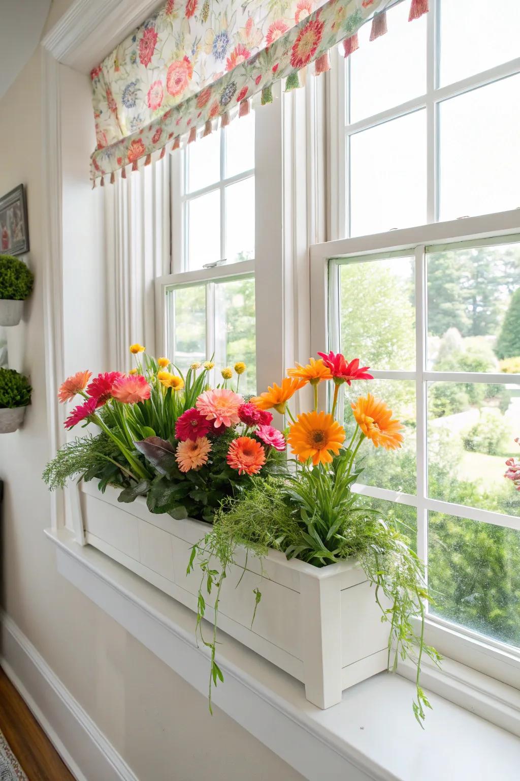 Window boxes bring natural charm indoors.