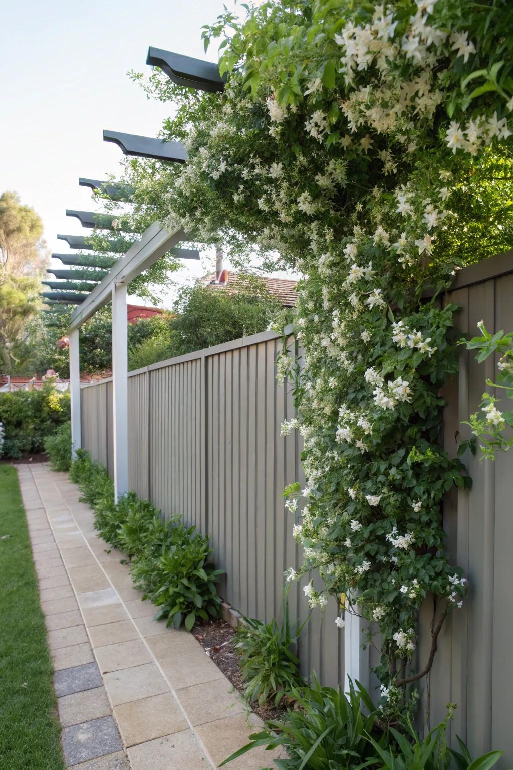 Pergolas add elegance to aluminum fencing.