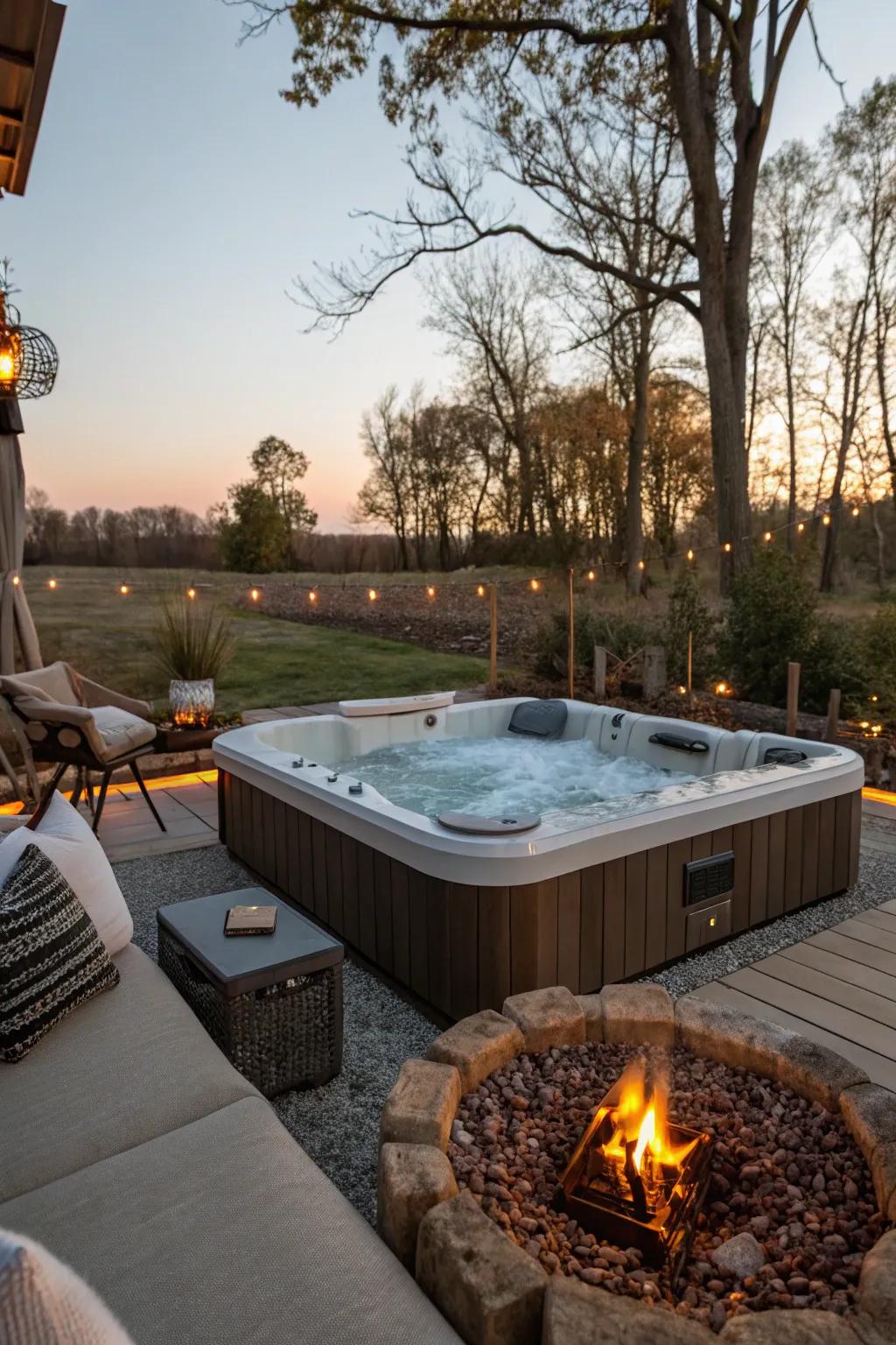 Comfortable seating enhances the inviting atmosphere of your hot tub area.