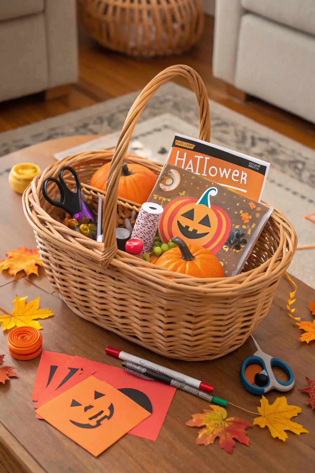 Get crafty with a DIY Halloween craft kit in your boo basket.