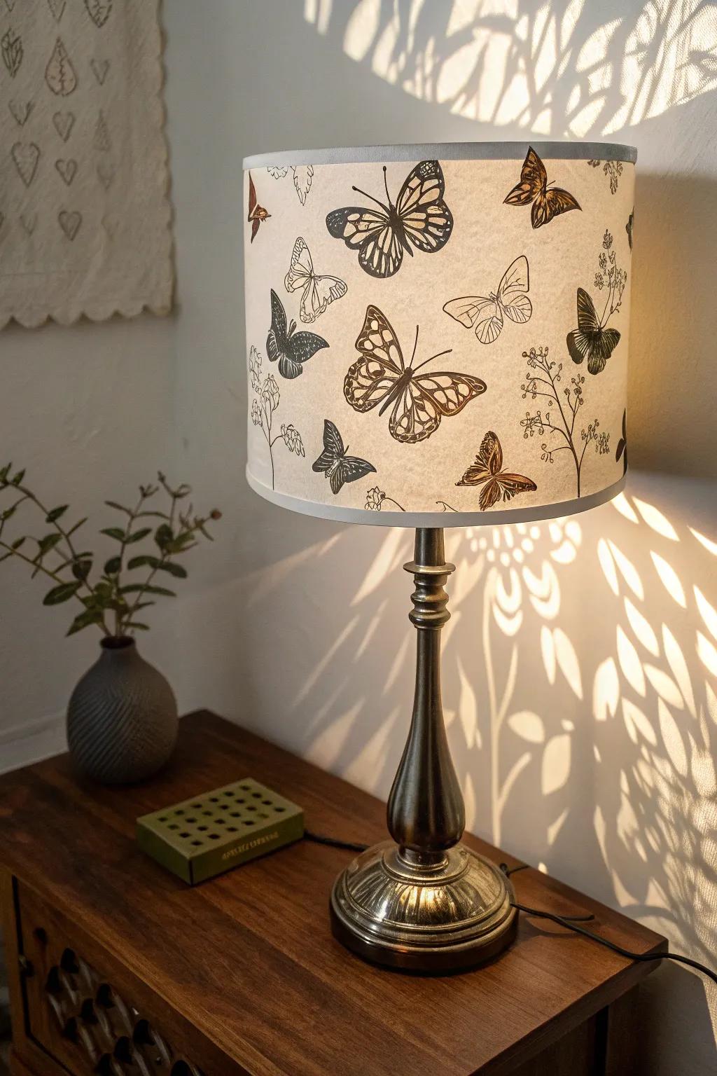 Butterfly lampshades create enchanting shadows.