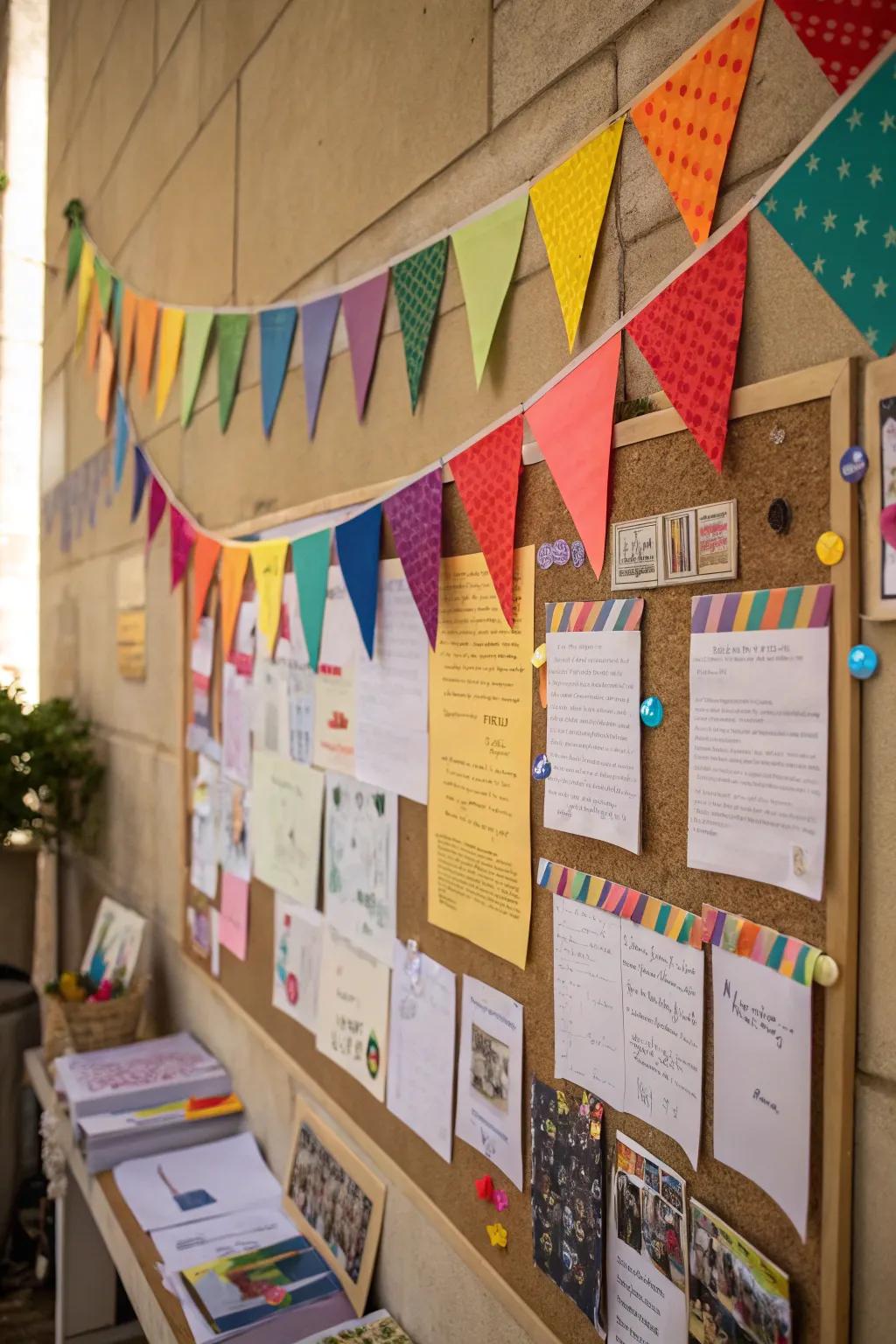 Cheerful bunting and banners add a festive touch to this carnival-themed layout.