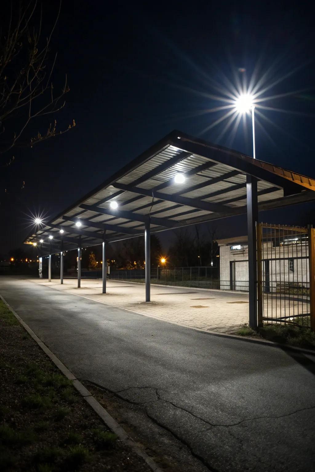 Motion-activated spotlights provide security and convenience.