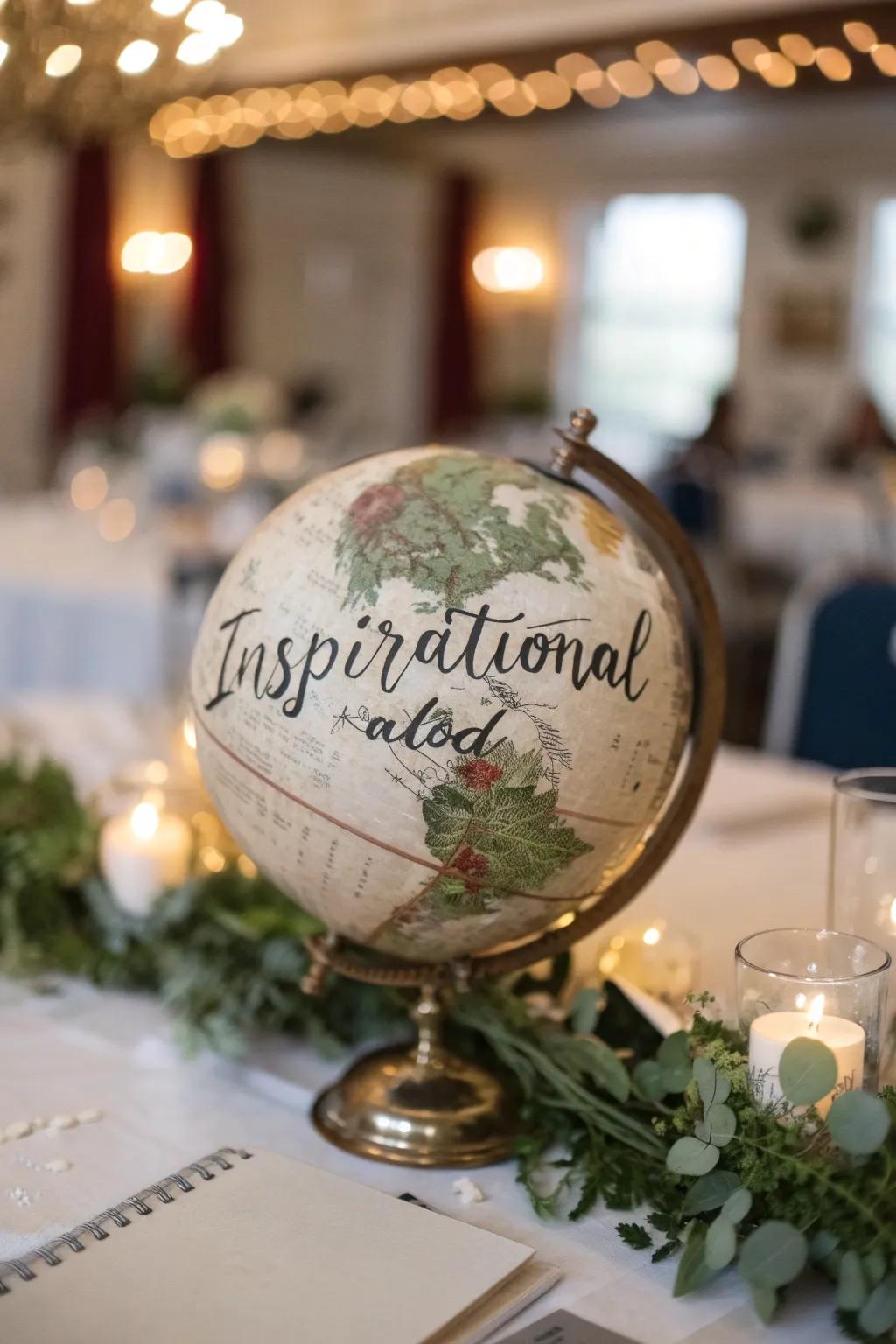 A globe centerpiece inspires dreams of future adventures.