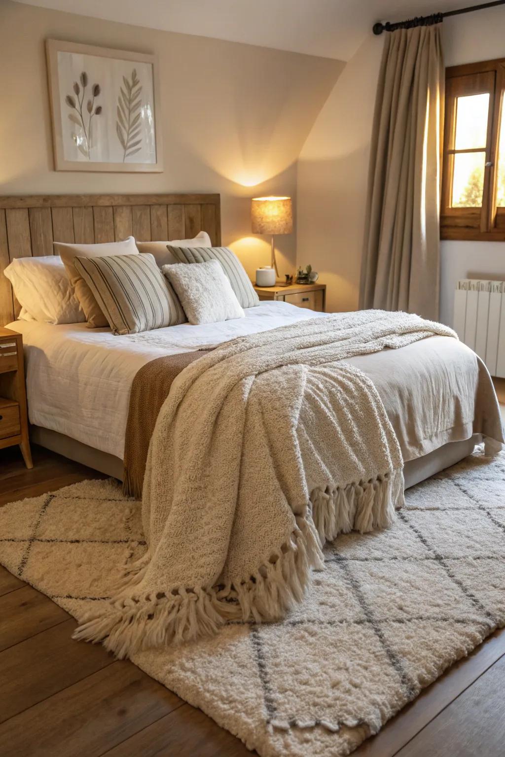 Soft textures enhance comfort and style in this inviting bedroom.