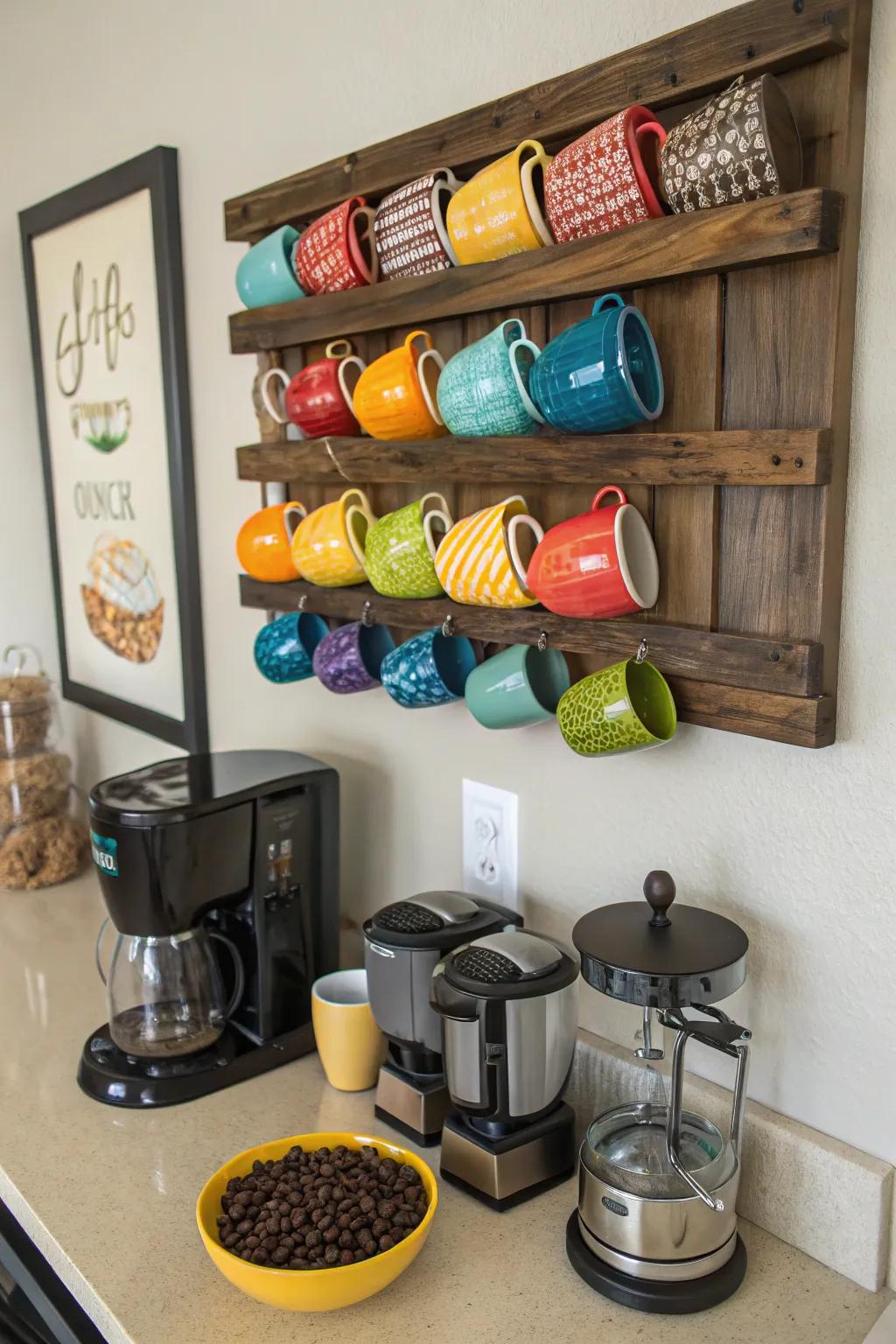 A creative mug display that gives your space more charm.
