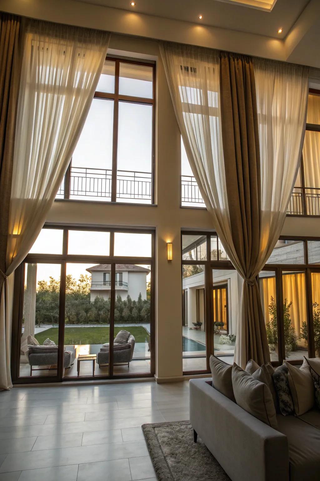 Separate sections amplify the structural appeal of numerous windows.