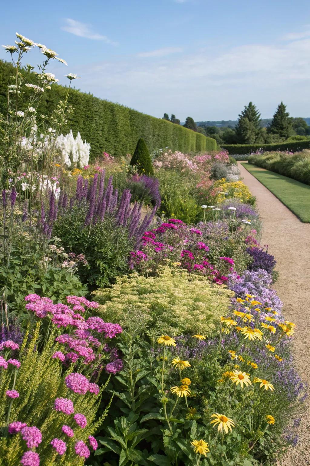 A vibrant herbaceous border adding texture and color.