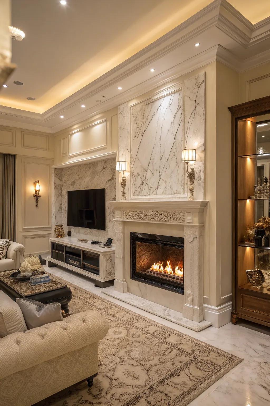 Contemporary opulence: The refinement of veined stone.