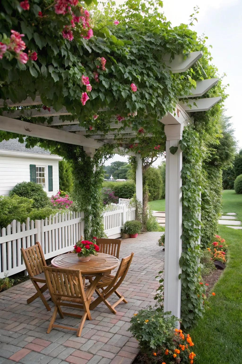 Add charm and shade with a pergola on your front patio.