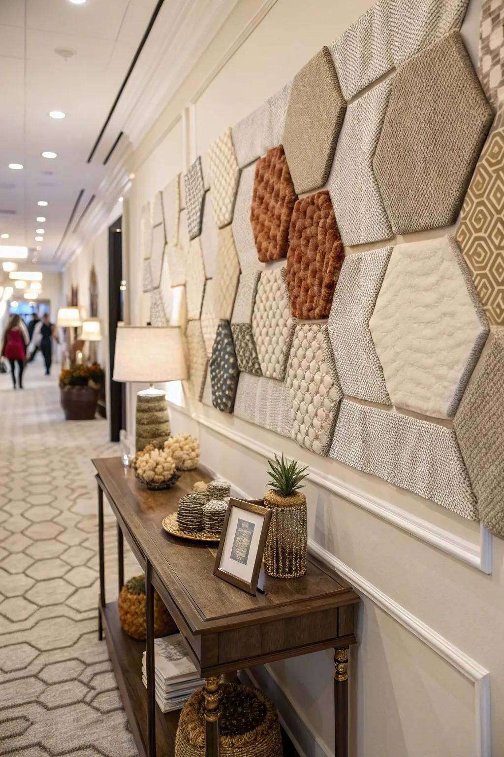 Textured hexagons add depth and interest to any wall.