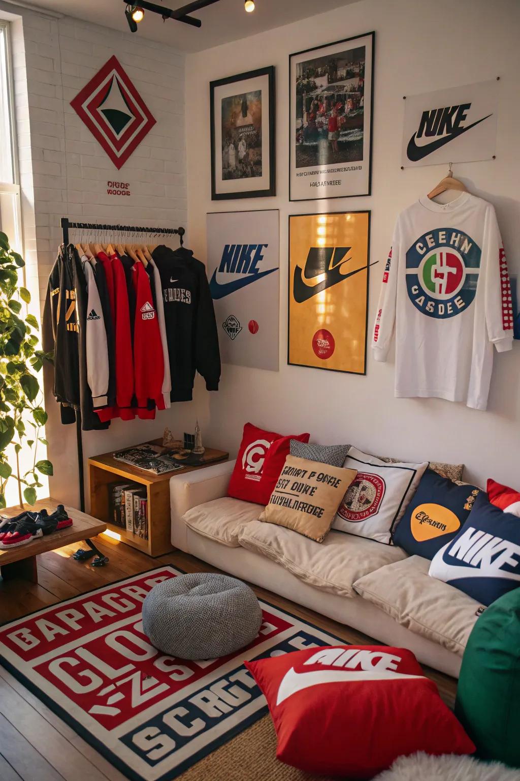 Creative brand-focused decor reflecting streetwear love.