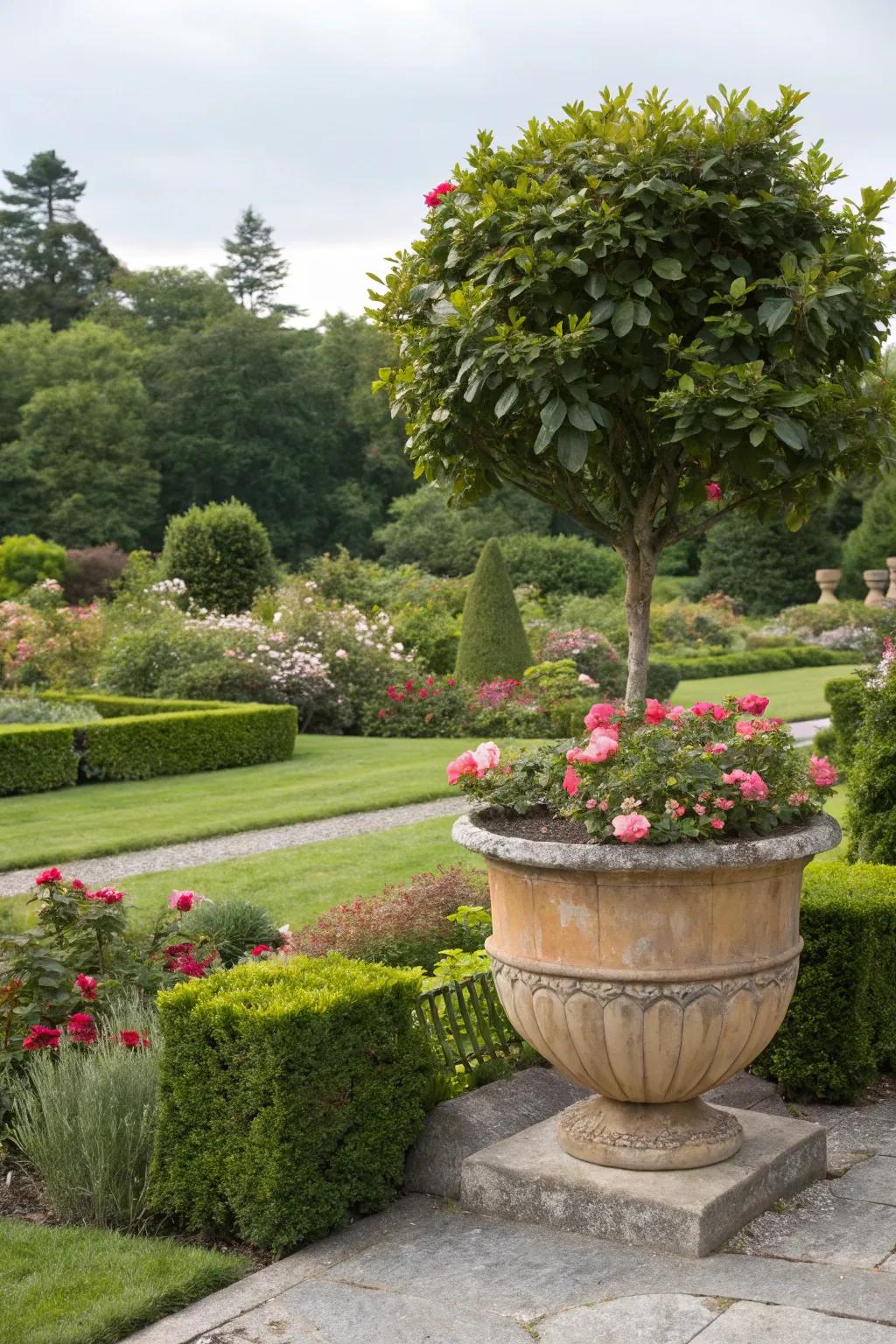 Grandiose pots make striking declarations in any garden environment.