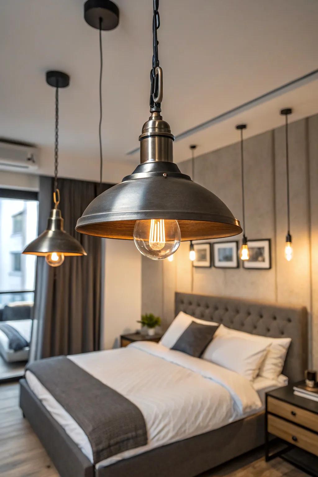 Industrial lighting fixtures add character and control over ambiance.