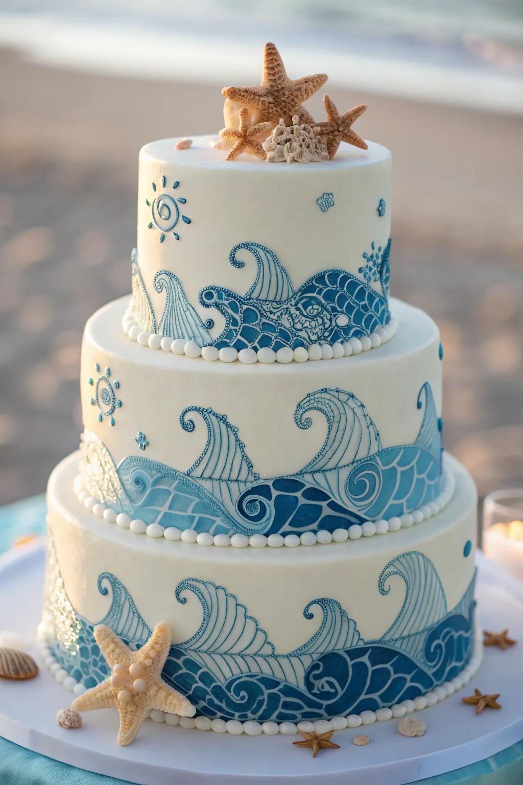 A confection that embodies the essence of the ocean through its undulatory design.