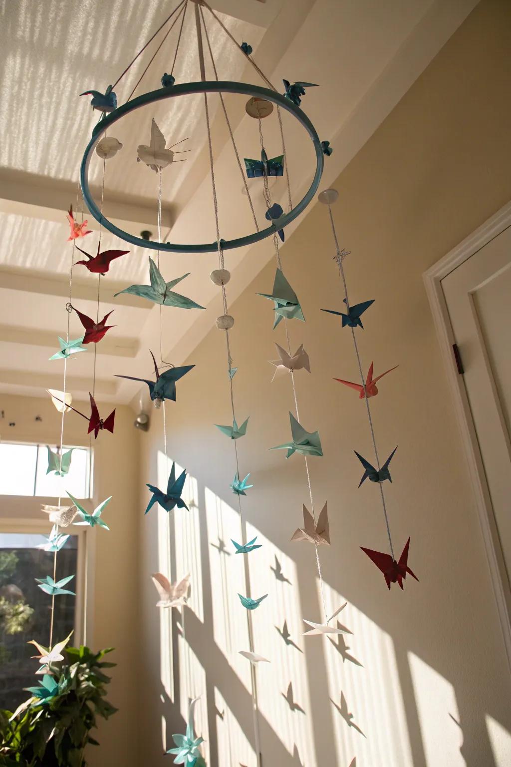 A hanging sculpture that dances with the breeze.