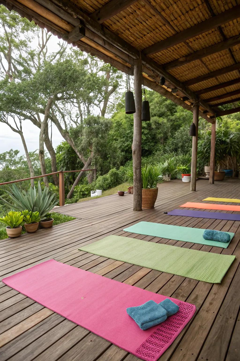 Careful flooring selections lay the foundation for an inviting yoga space.