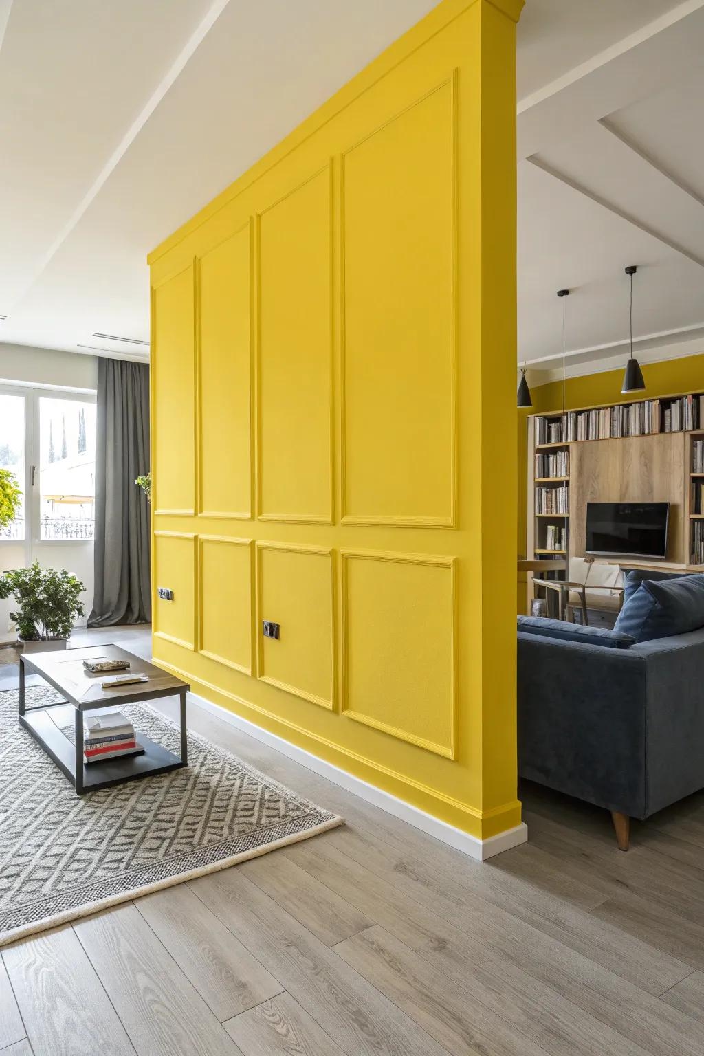 A bold and bright yellow wall, creating a lively and energetic photo backdrop.