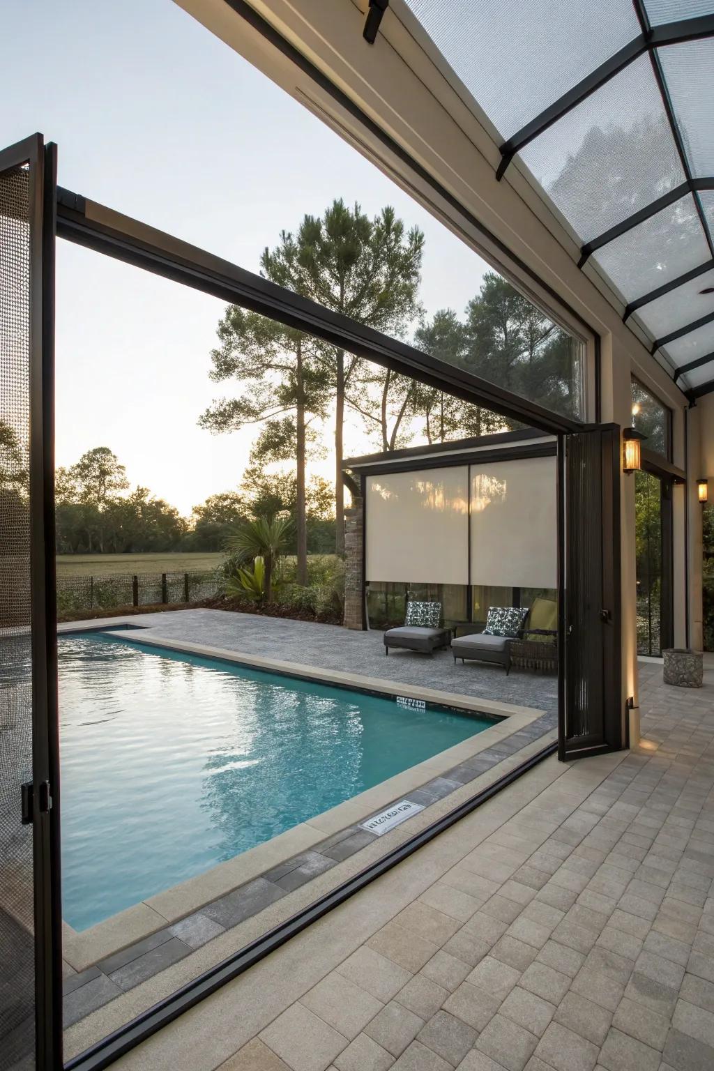 Adaptable screens permit personalized solitude.