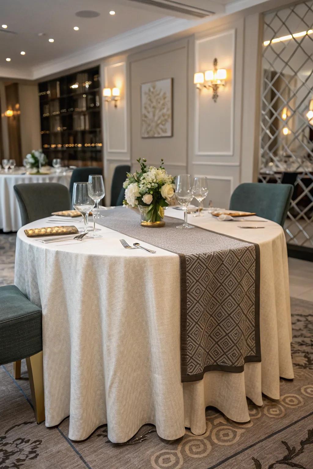 Layering fabrics infuses nuance into table presentations.