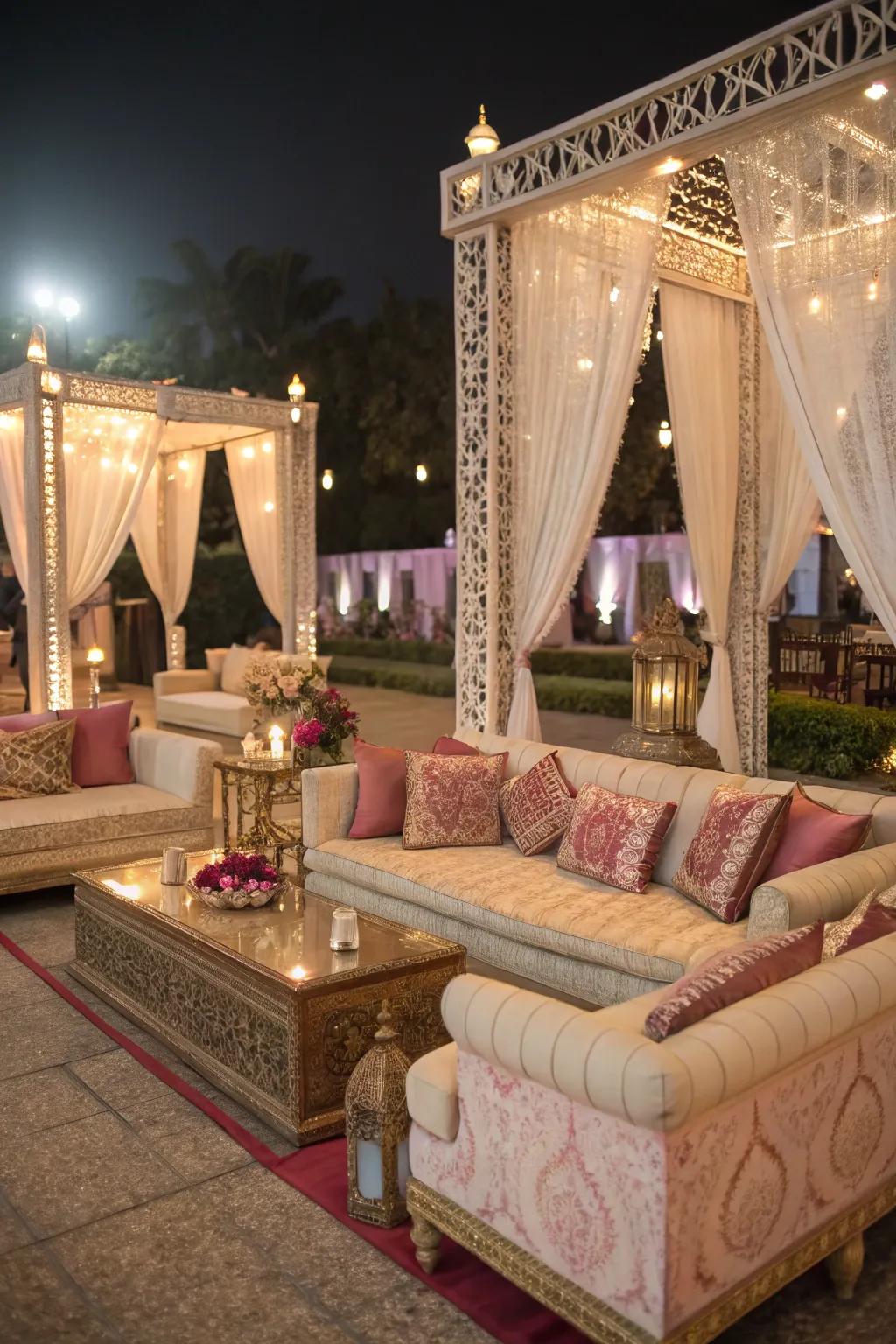 Ornate couches offer regal seating.