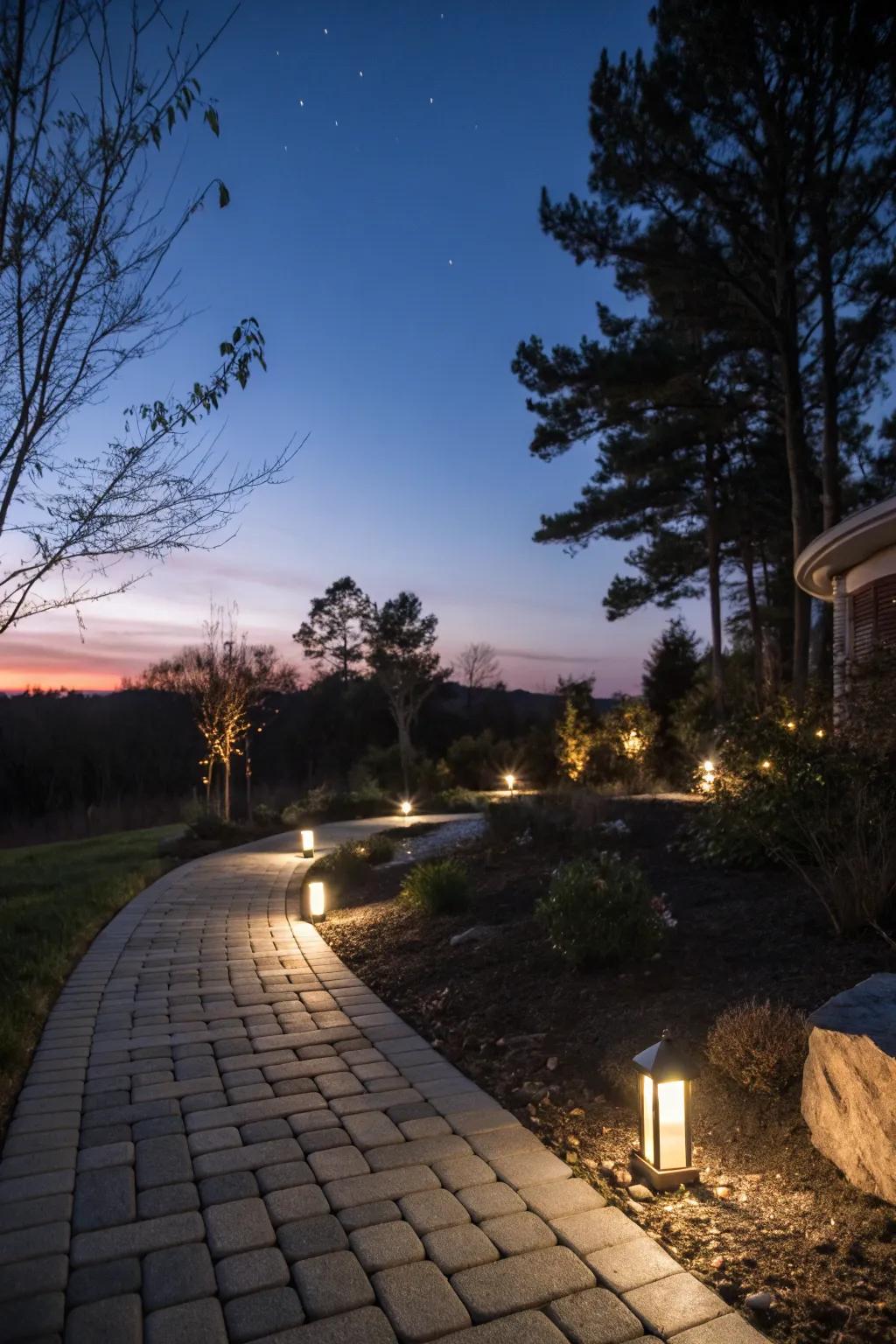 Pathway lighting transforms your side yard into a magical space.