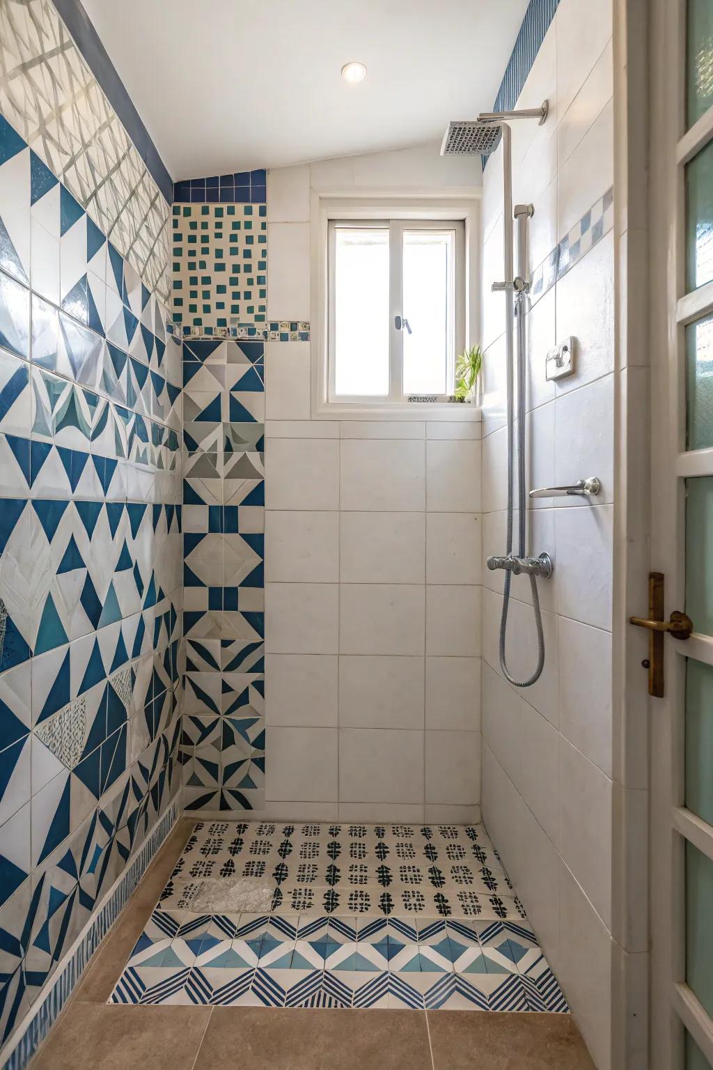 Geometric configurations introduce a contemporary nuance to petite showers.