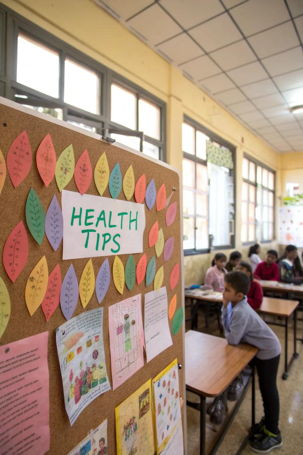 Healthy habits take root and blossom on this informative board.