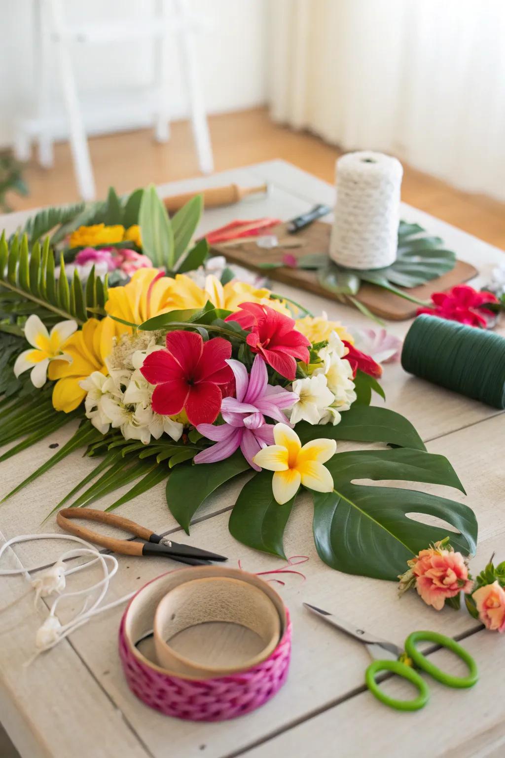 A dedicated floral circlet station introduces a creative element to the event.
