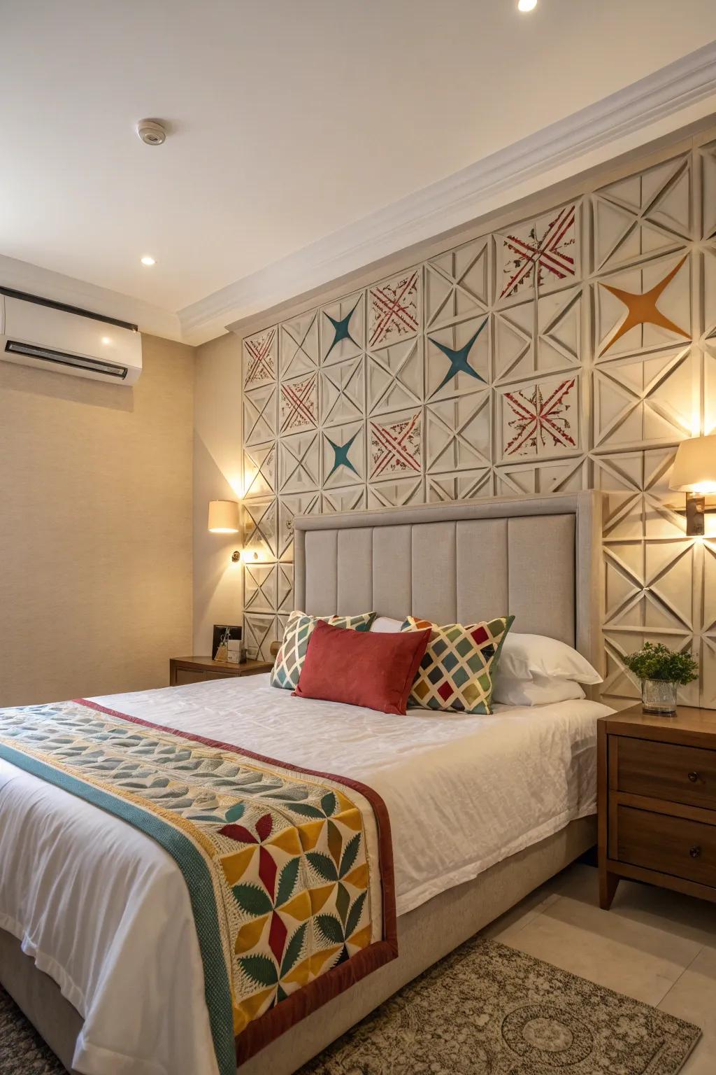 Geometric patterns can transform your headboard into a work of art.