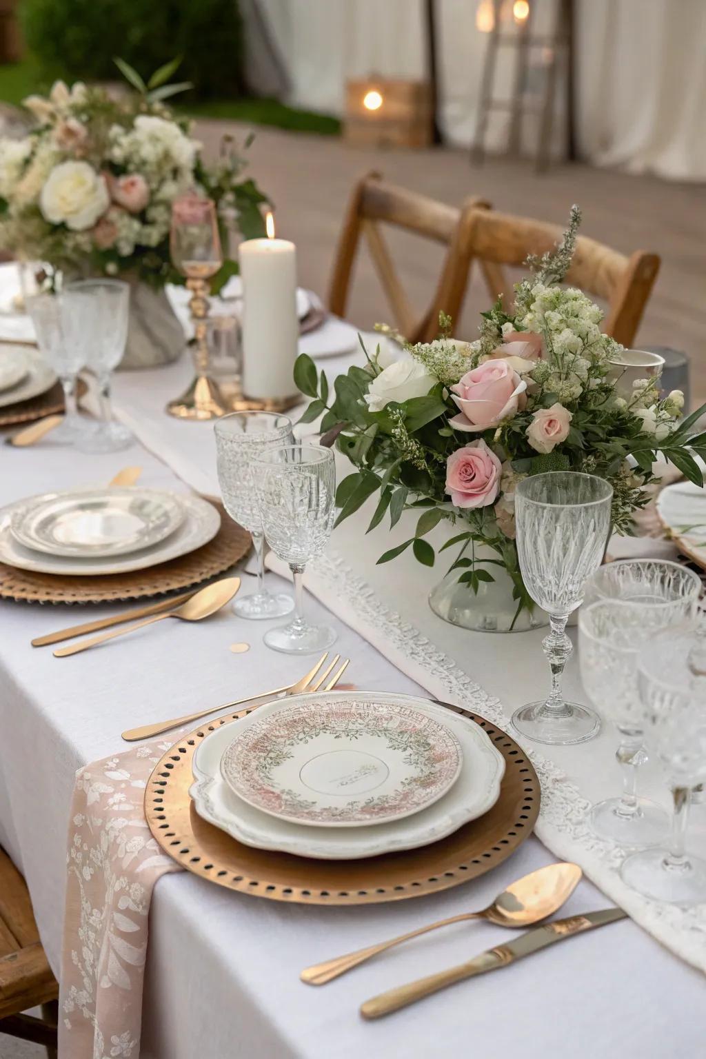 Sophisticated tableware sets the tone for your reception.