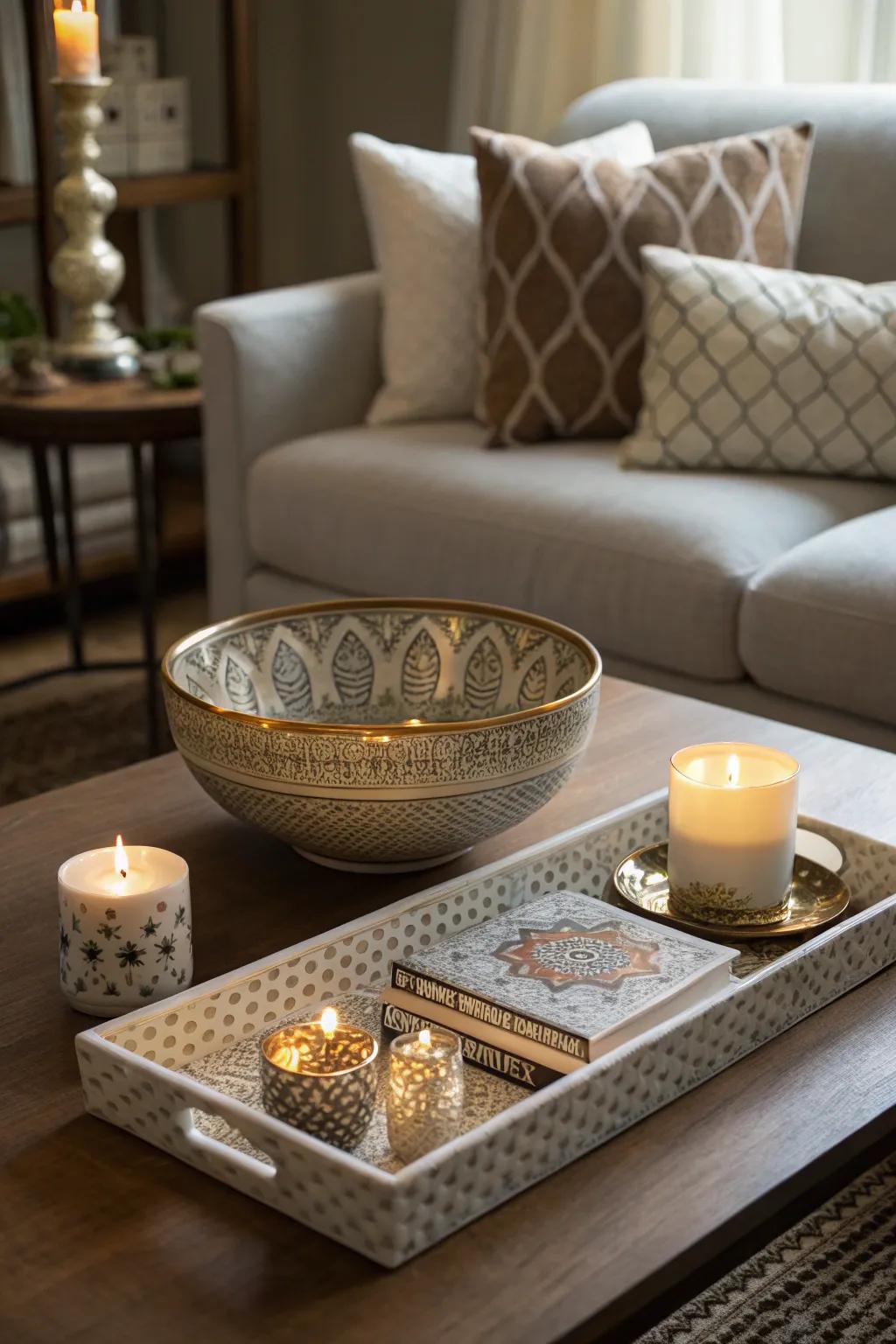 Arrange your items in a classy platter or bowl.