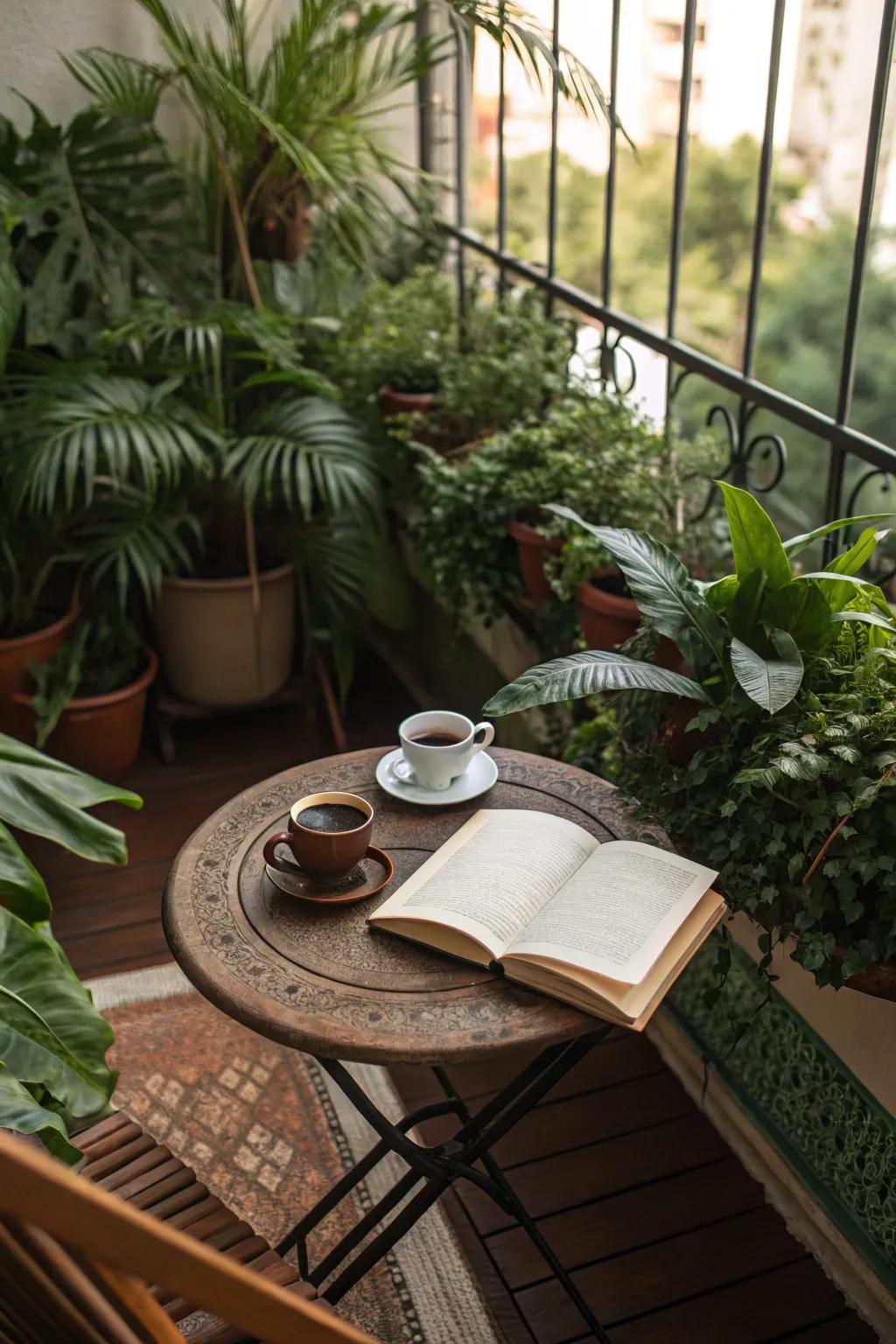 A small table adds functionality and charm to your balcony.