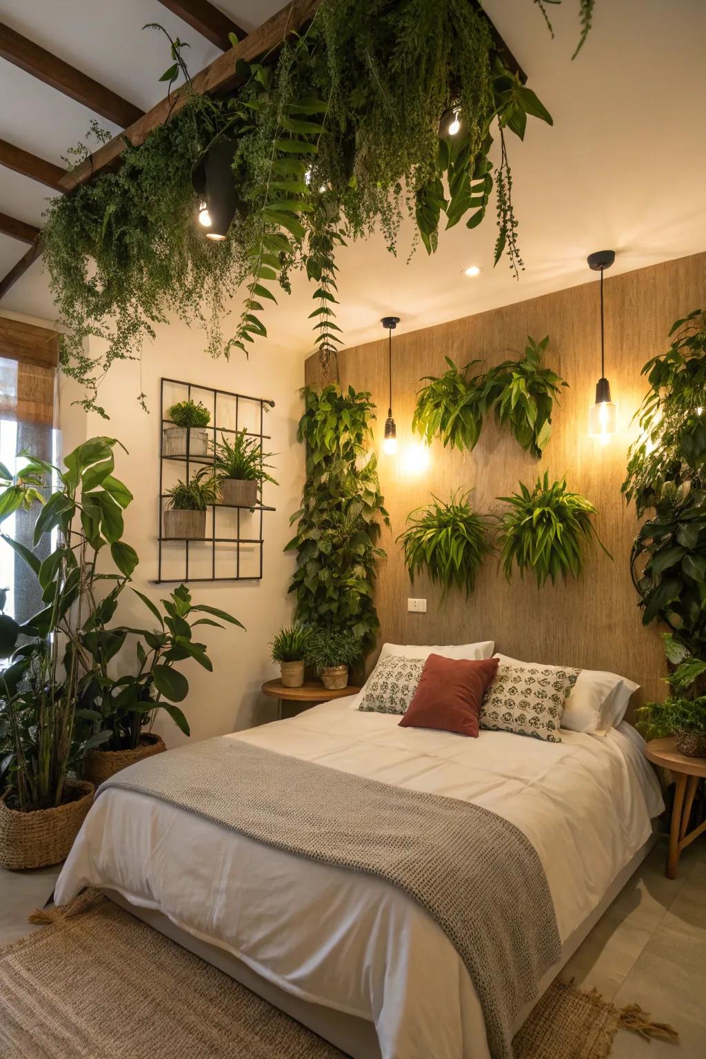 Plants can bring a natural and refreshing feel to your bedroom.