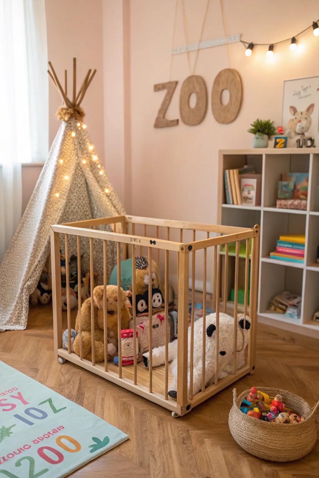 A creative 'zoo' adds a unique flair to stuffed animal holding.