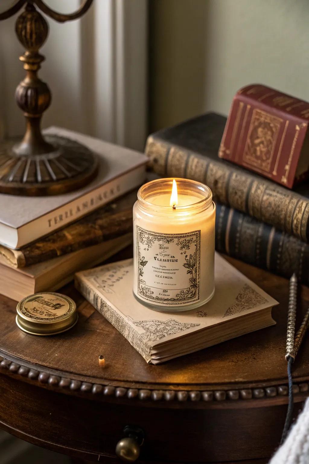 Vintage candle labels that bring timeless charm to your decor.