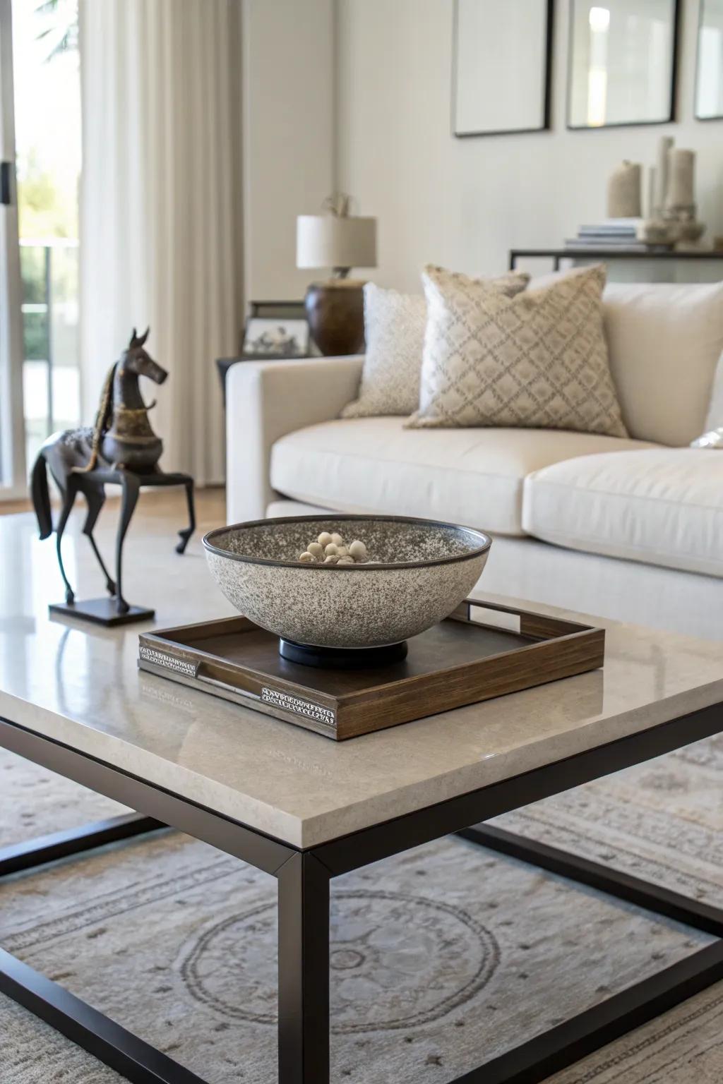 Decorative objects add personality and intrigue to your coffee table.