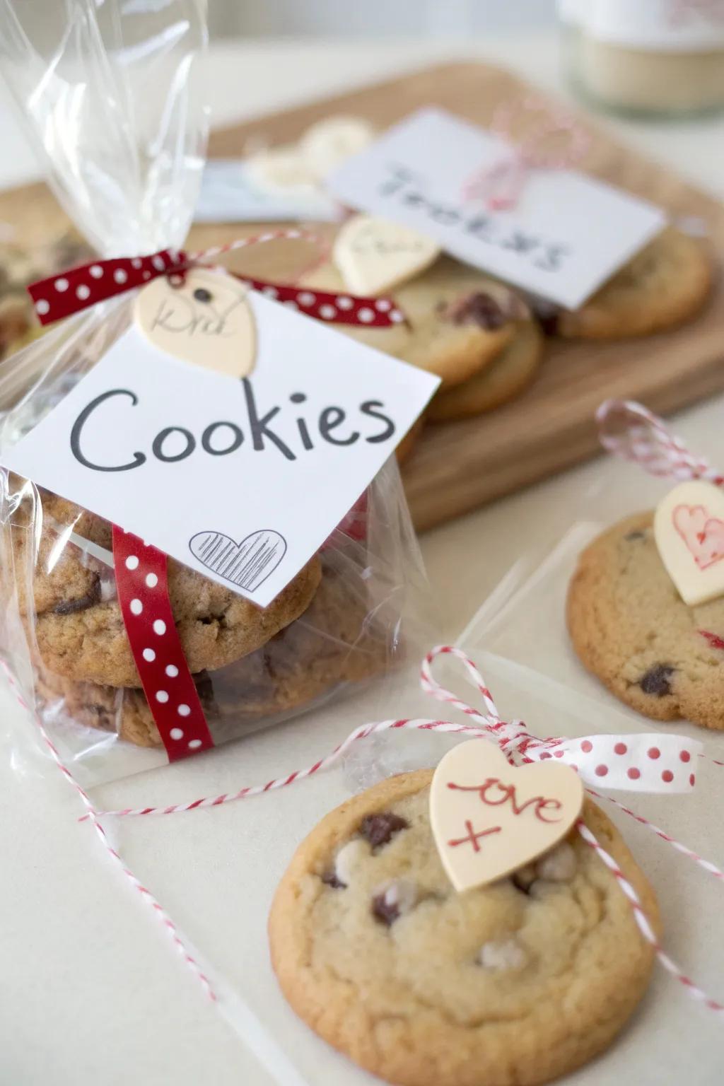 Personalized tags add a heartfelt touch to cookie gifts.