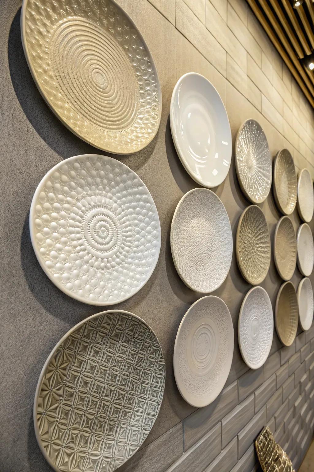 Mix of textured and flat plates adds depth and intrigue.