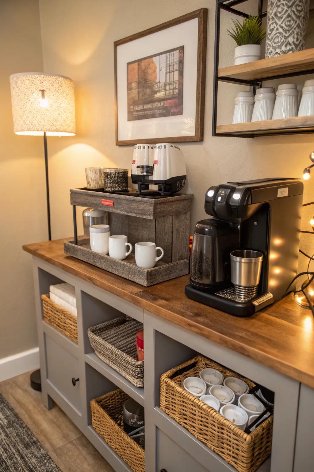 A chic coffee corner to satisfy any caffeine craving.